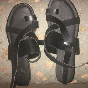 Black Leather Strappy Sandals